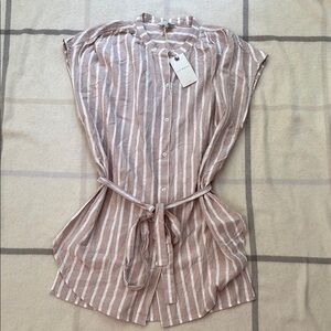 Lucky Brand Sleeveless Striped Tunic With Tie Size Large